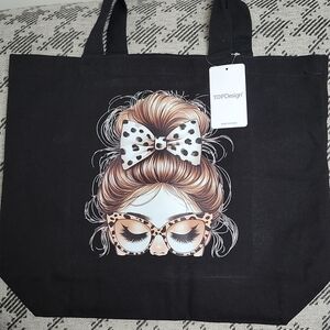 Black Tote with Stylish Graphic